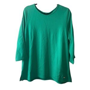 Jones New York Signature Top XL NWT | Emerald Green‎ Lace Sleeve Blouse $79
